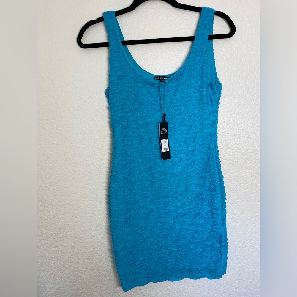 Fashion Nova Turquoise Textured Dress